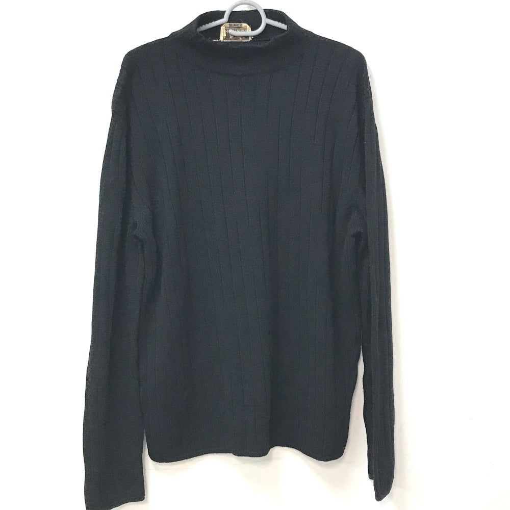 HERMES sweater Wool, Silk, Cashmere black Turtleneck Long Sleeve Apparel stripe mens L d