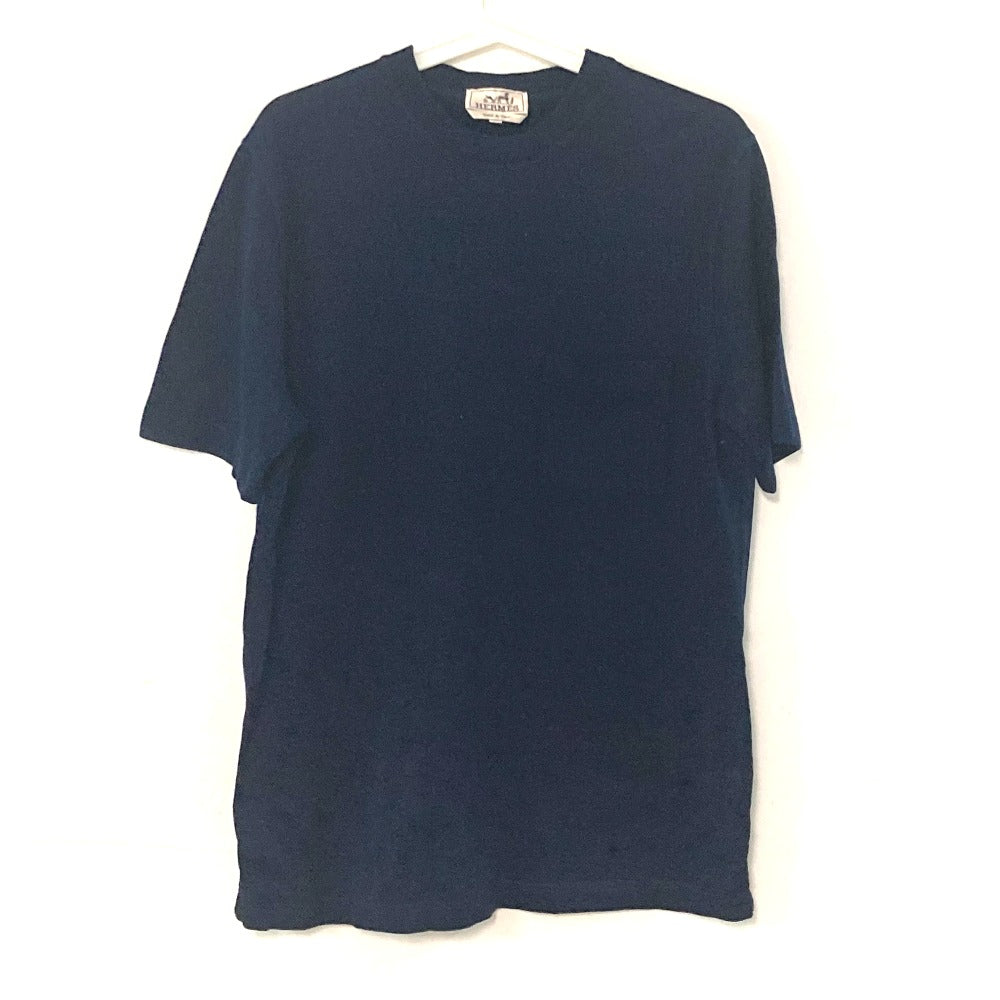 HERMES Short sleeve T-shirt cotton Navy pocket logo mens M d