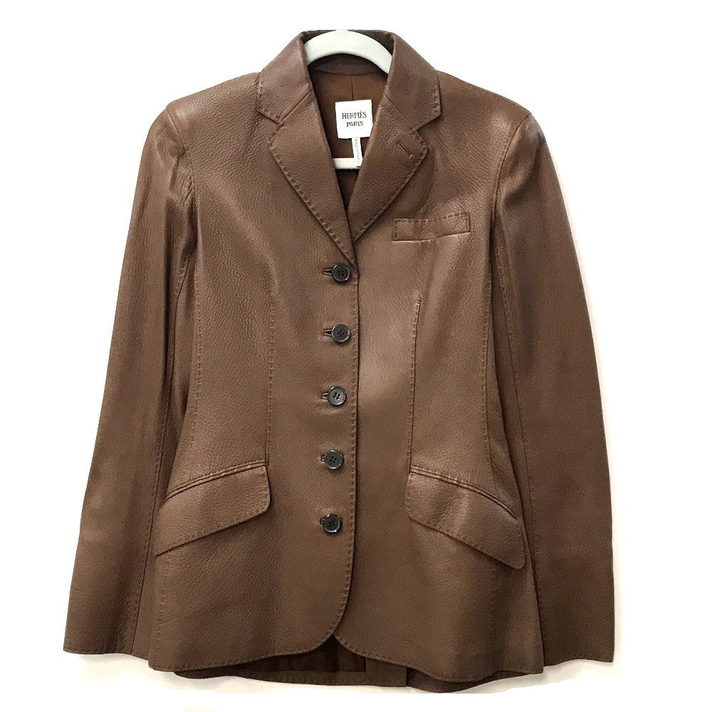 HERMES Blouson leather Brown Limited to 5 bottles worldwide apparel Women 38 d