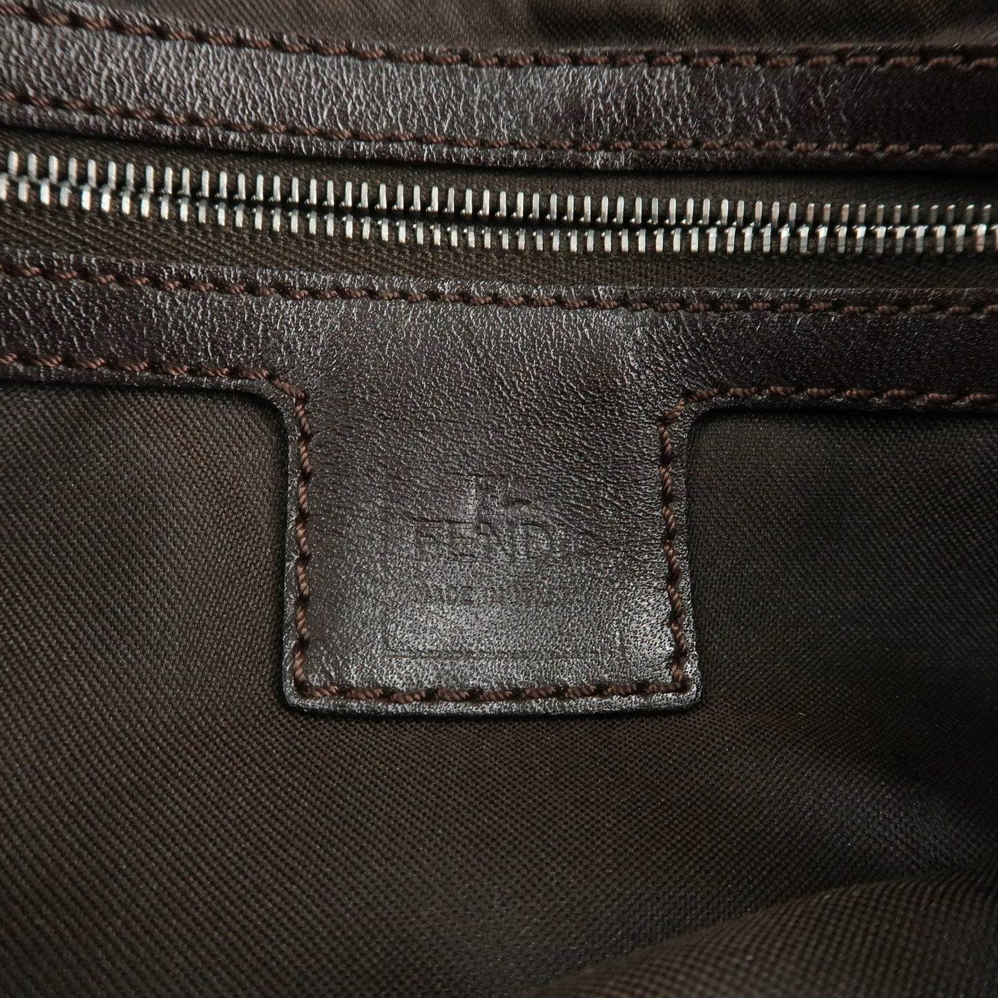 FENDI Zucca Mamma Buguette Canvas Shoulder Bag Brown Black 26424 d