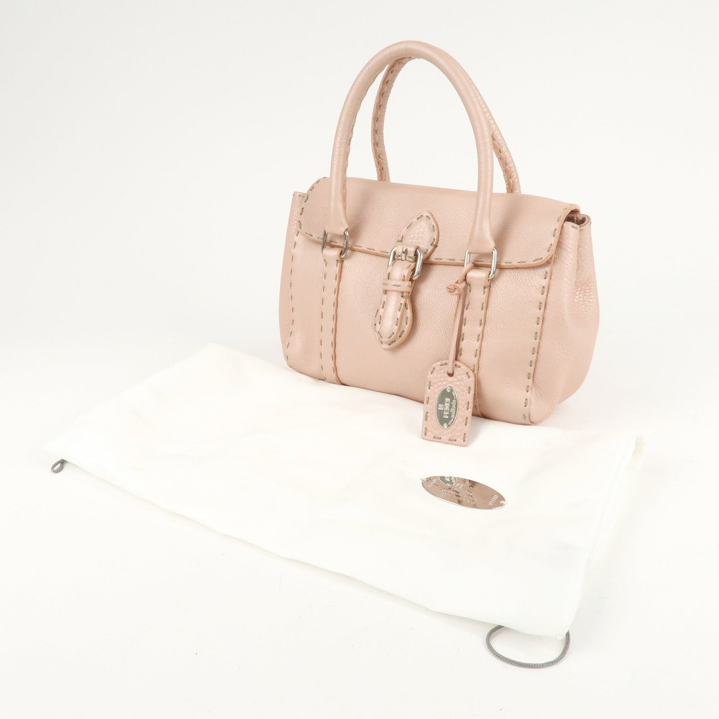 FENDI Selleria Leather Mini Linda Hand Bag Pink 8BR486 d