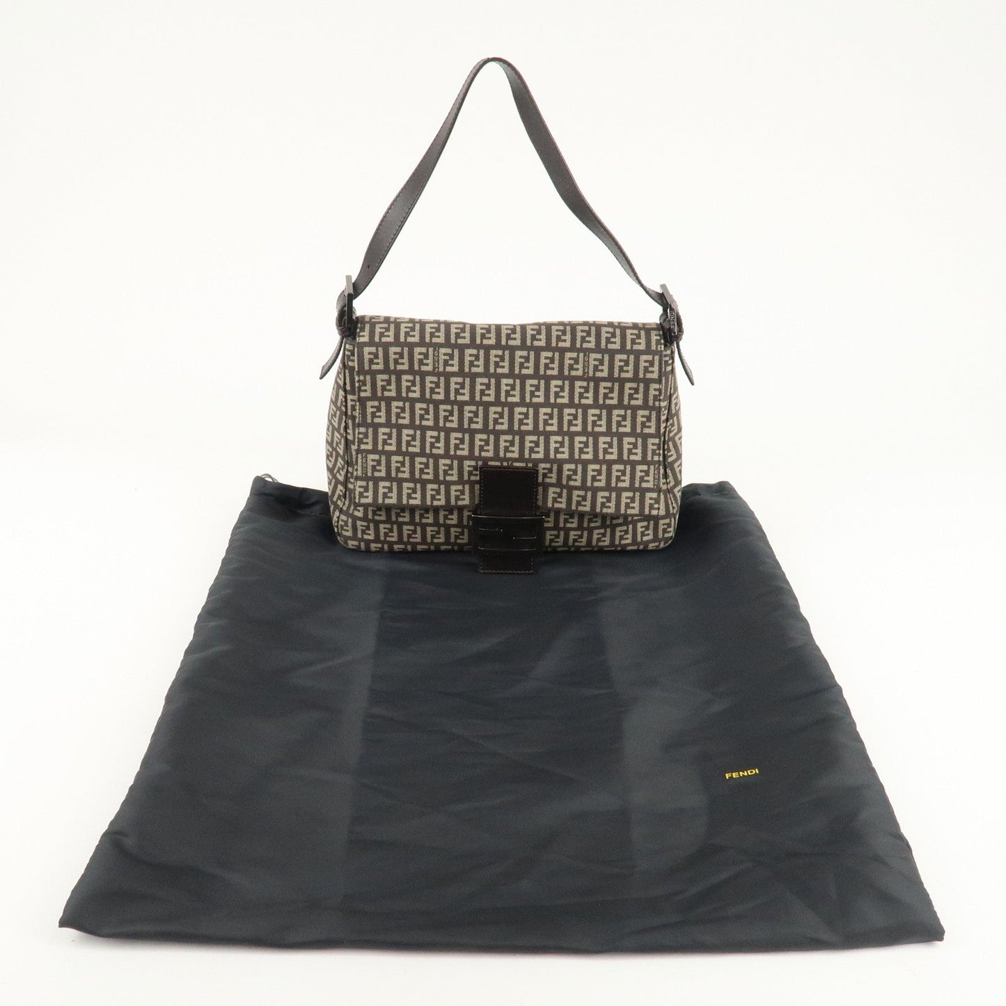 FENDI Mamma Bucket Zucchino Canvas Leather Shoulder Bag 8BR001 d