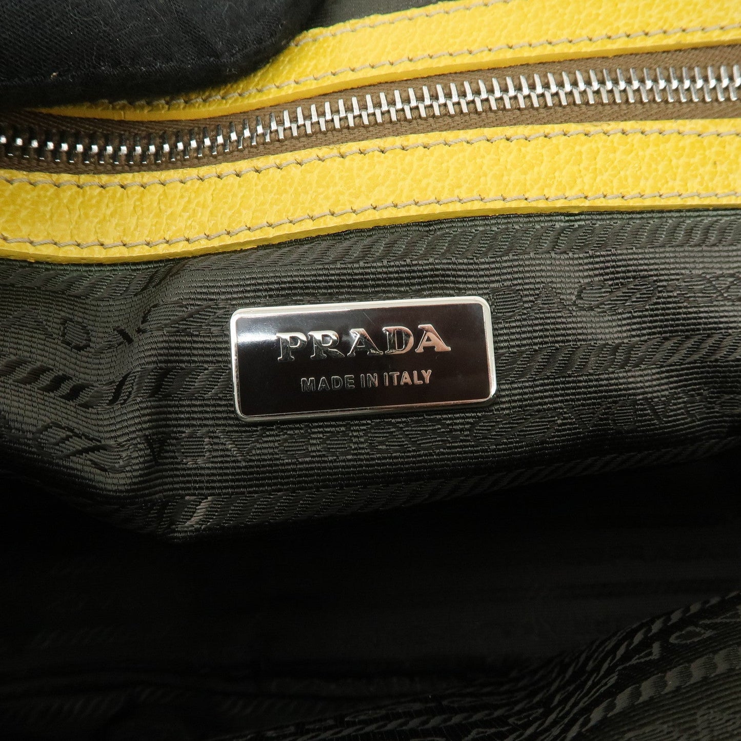 PRADA Canvas Leather Shoulder Bag Hand Bag Brown Yellow d
