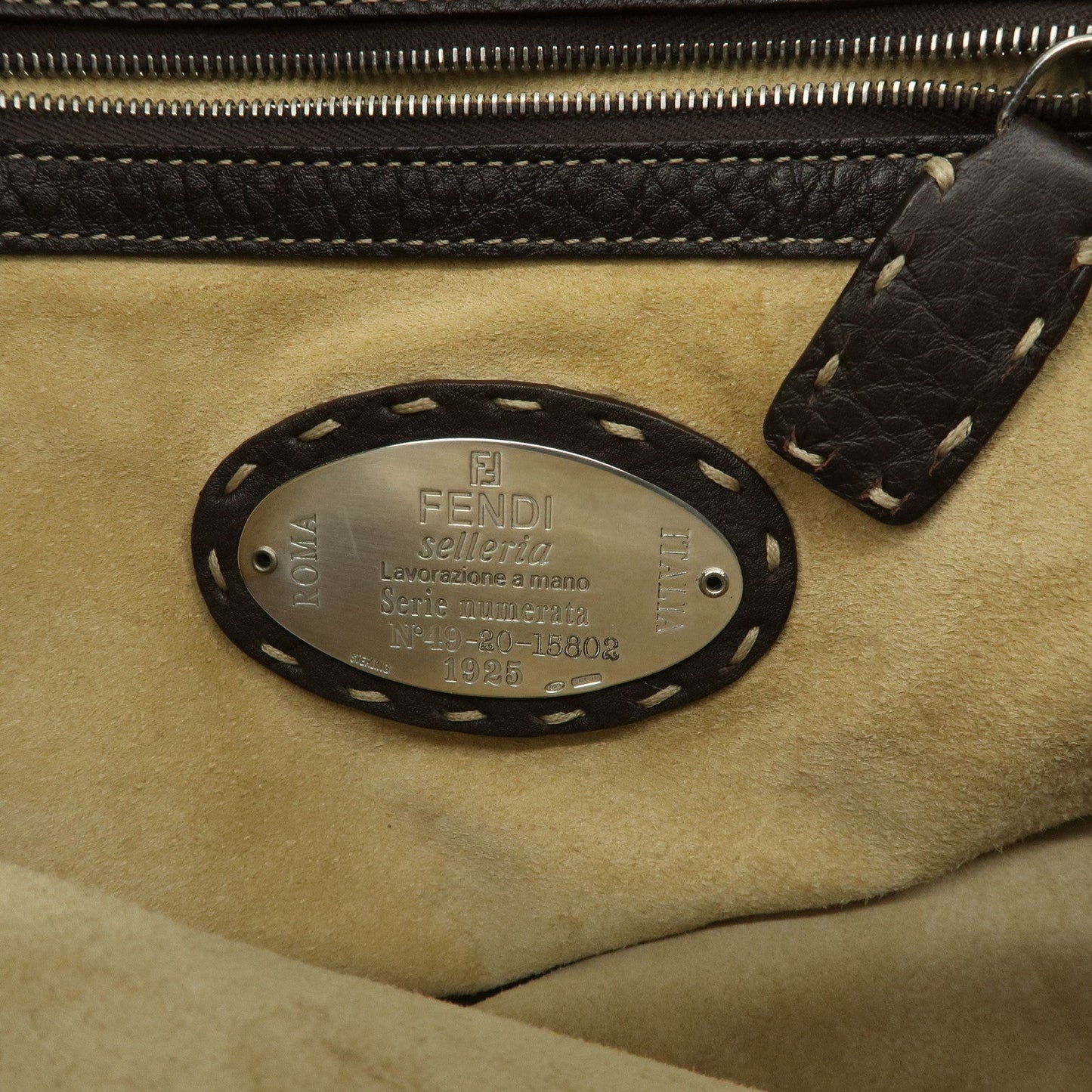 FENDI Selleria Leather Tote Bag Shoulder Bag Dark Brown 8BH101 d