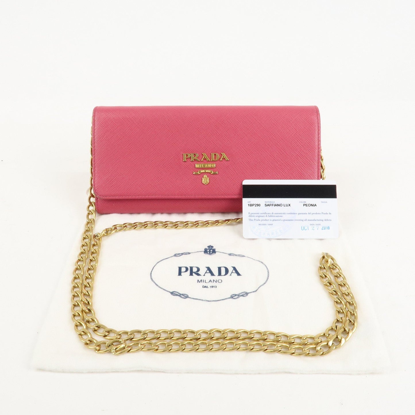 PRADA Saffiano Metal Chain Wallet Shoulder Bag Pink 1DH002 d