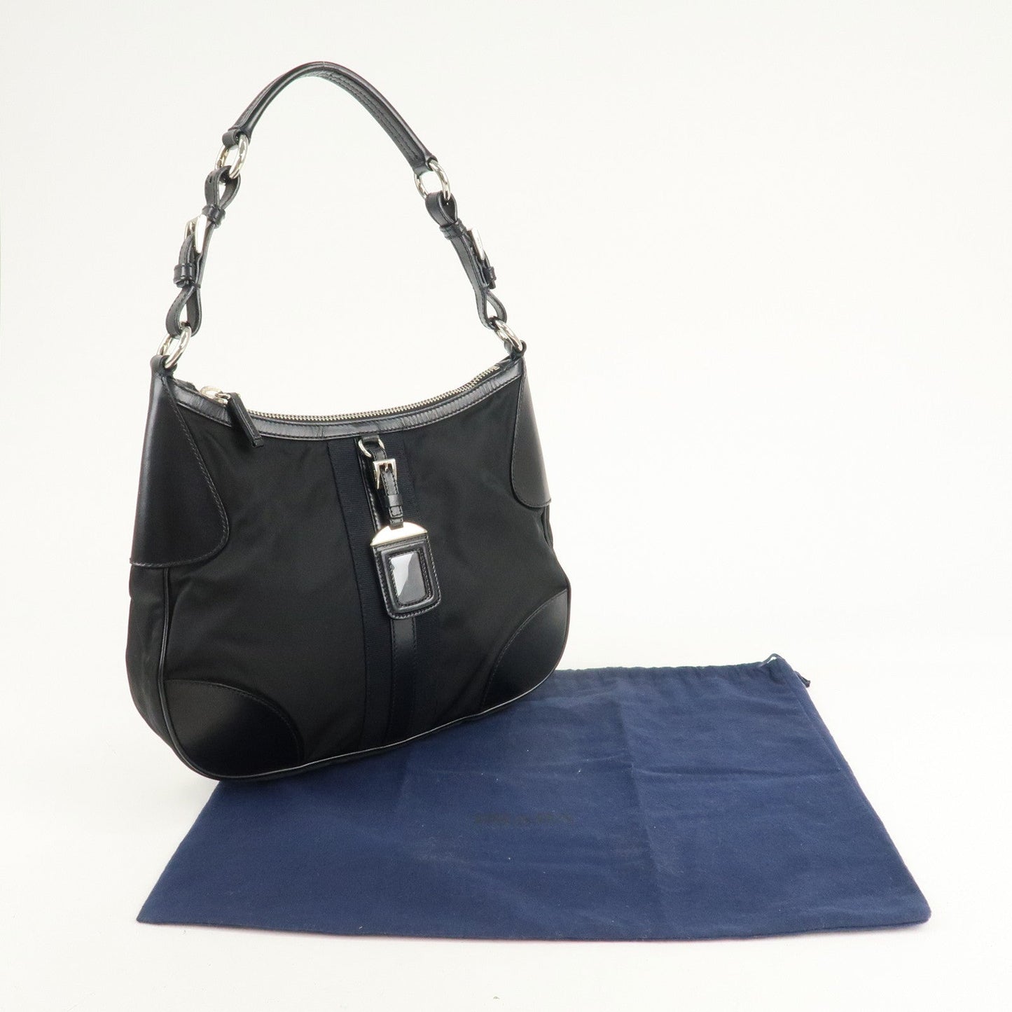 PRADA Nylon Leather Shoulder Bag Black BR2604 d