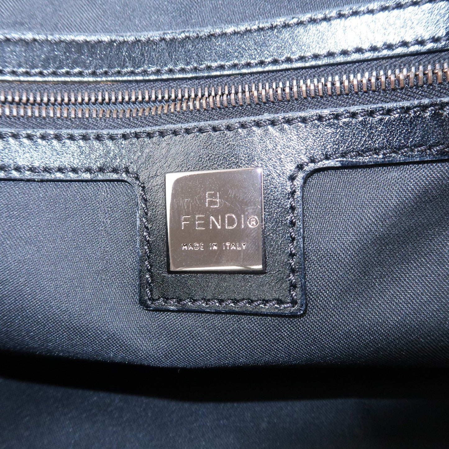 FENDI Zucchino Canvas Leather Hand Bag Brown Black 8BL006 d