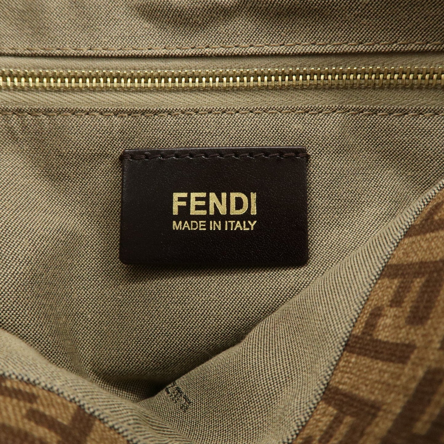 FENDI Mamma Baguette Zucchino Canvas PVC Leather Shoulder Bag d