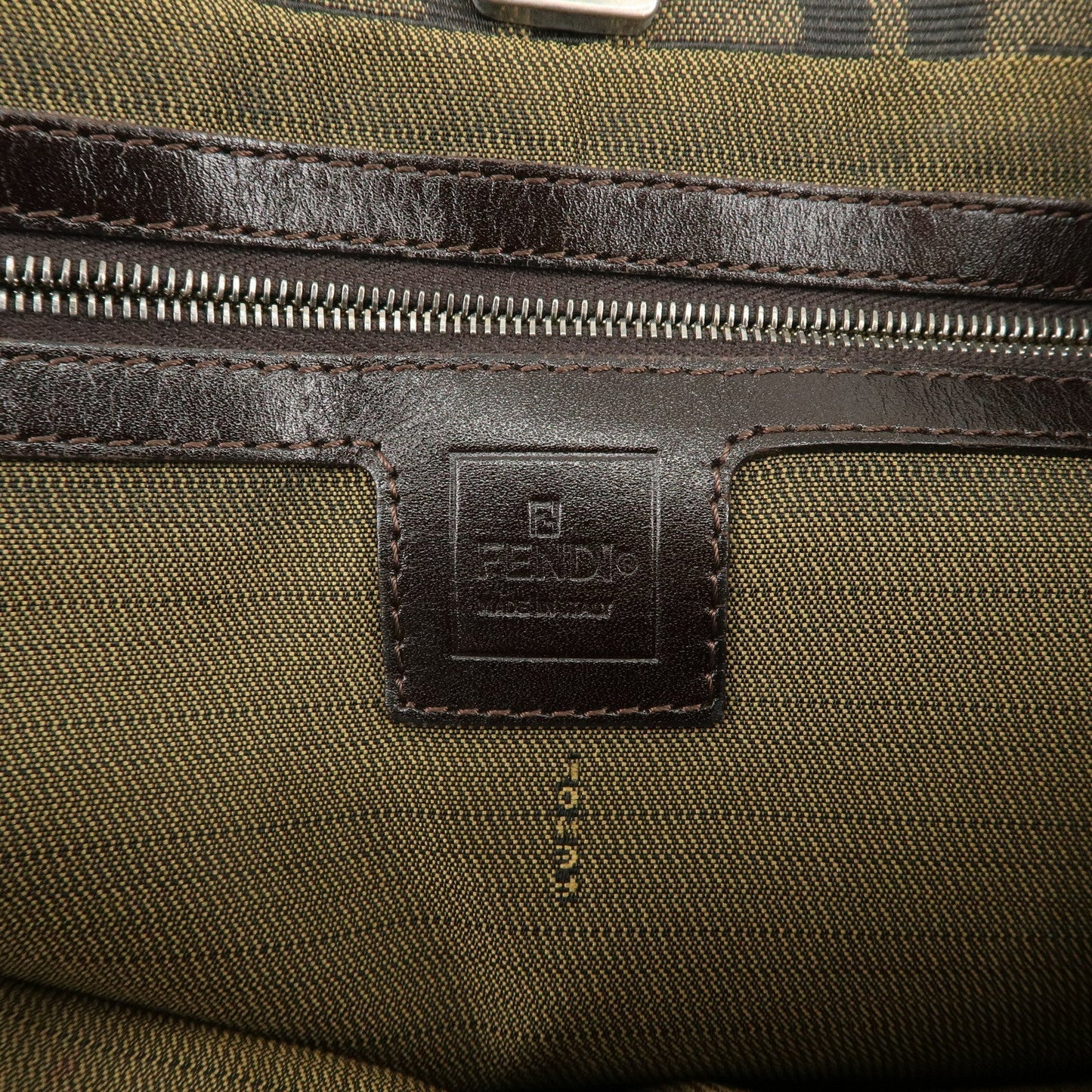 FENDI Zucca Canvas Leather Tote Bag Brown Black 26329 d