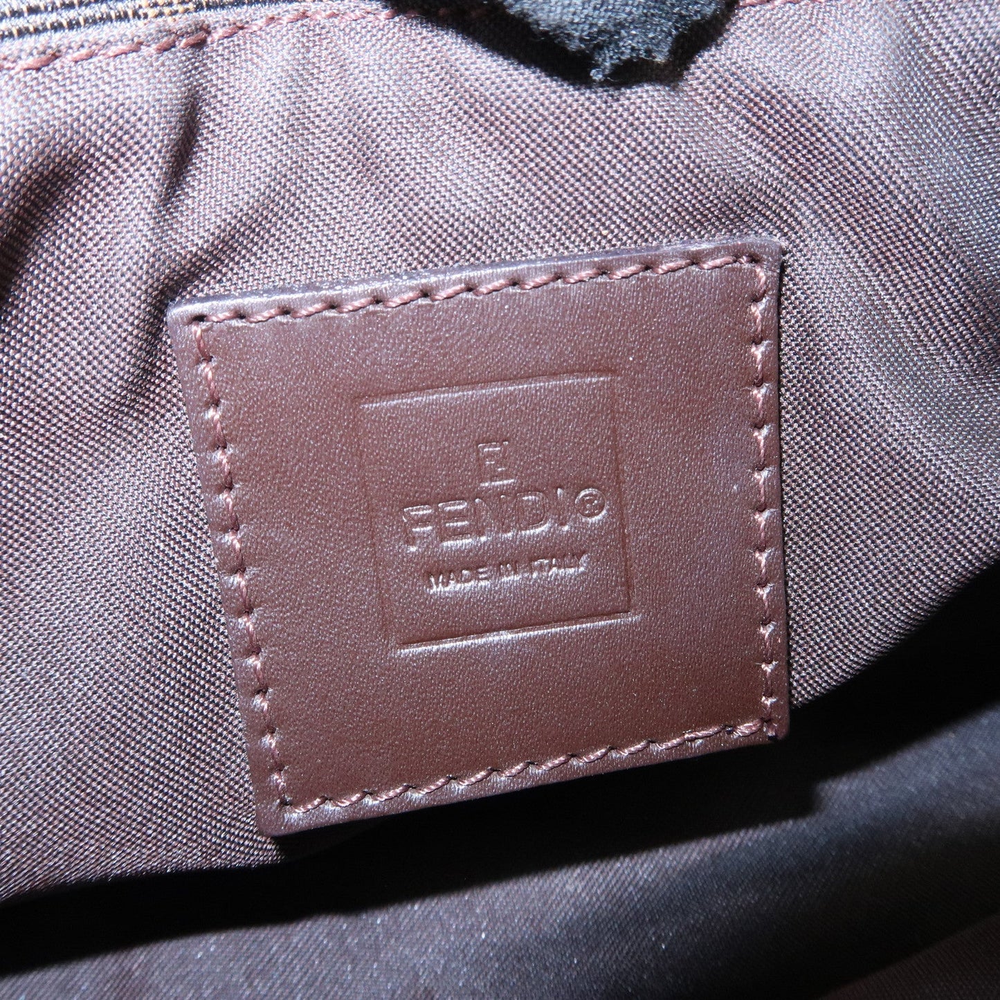 FENDI Zucca Canvas Leather Hand Bag Brown Black d