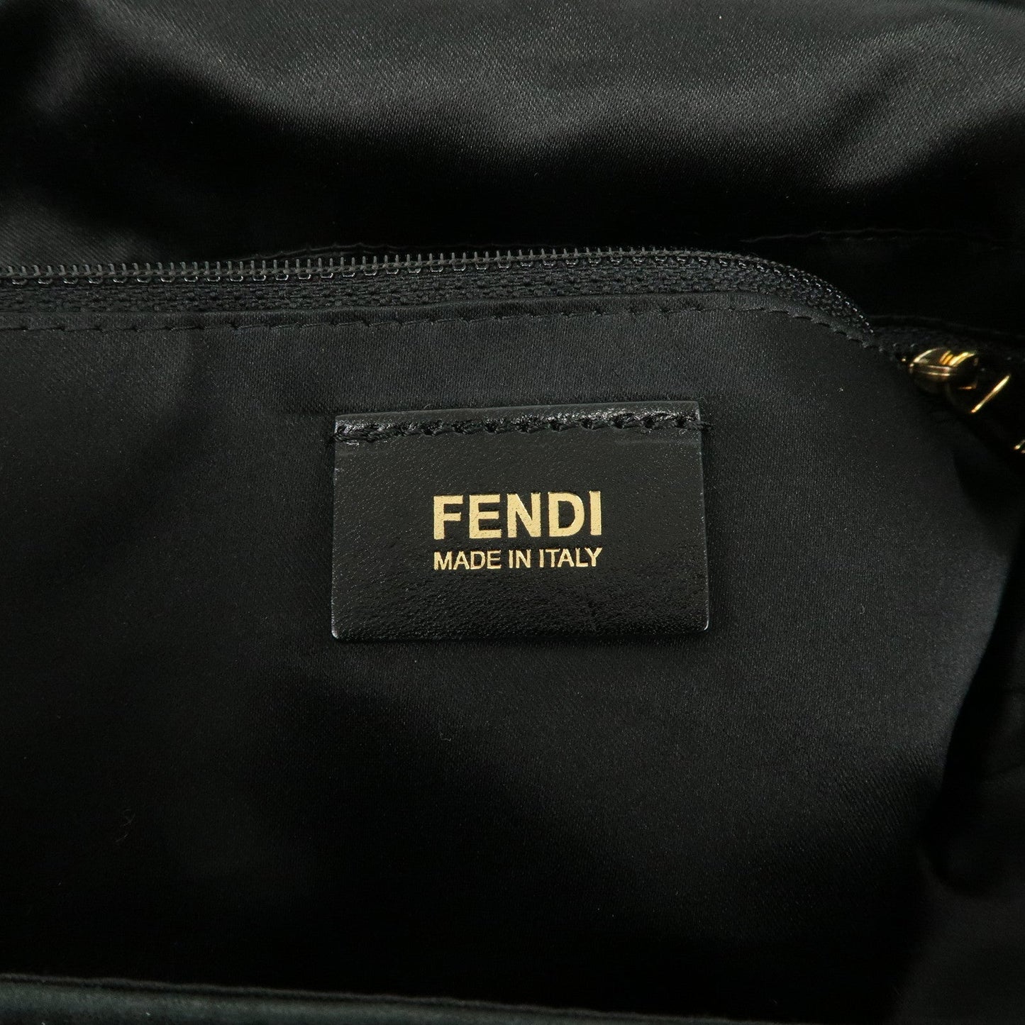 FENDI Mamma Baguette Leather Chain Shoulder Bag Gold Black 8BR638 d