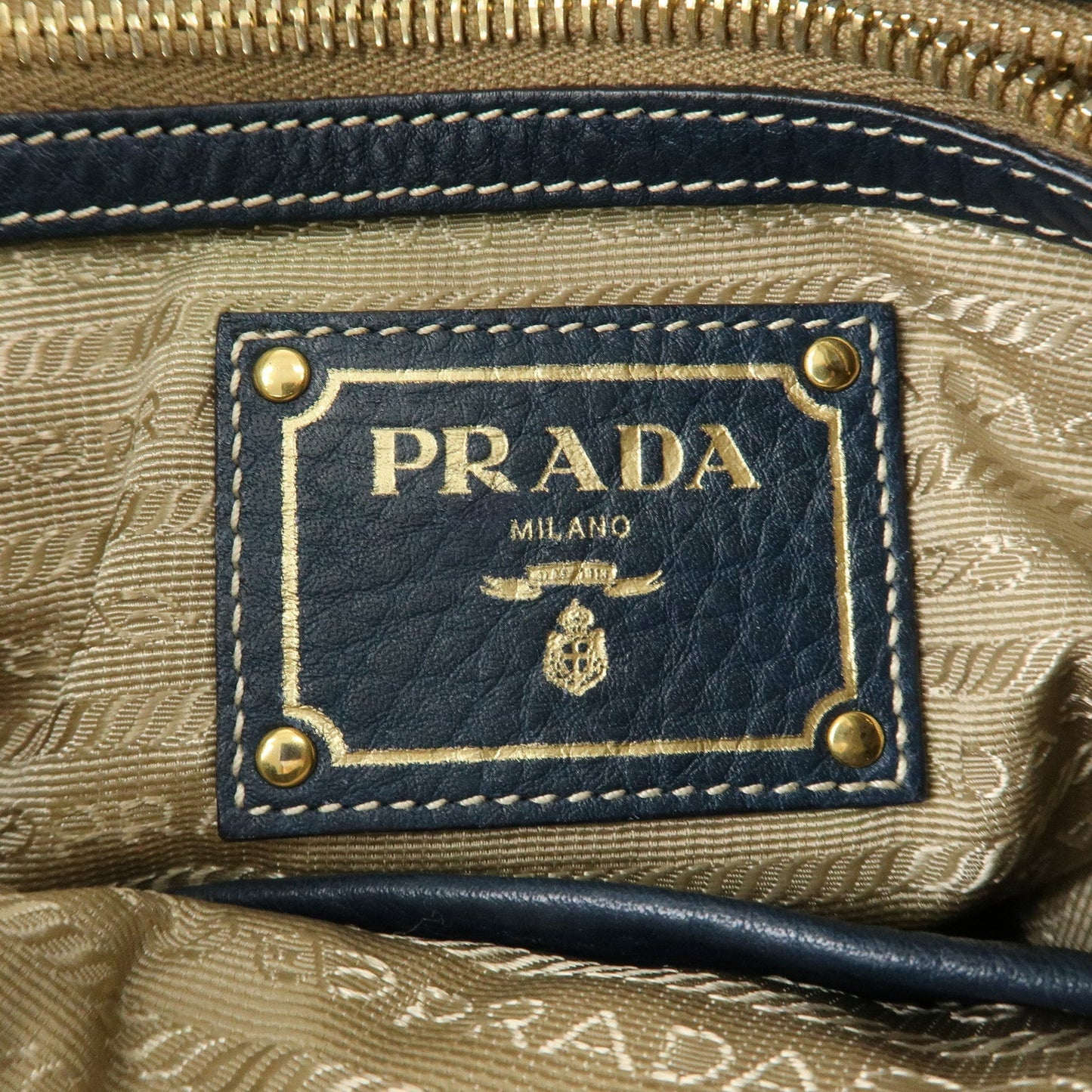 PRADA Soft Calf Leather Shoulder Bag Hand Bag Blue BR4690 d