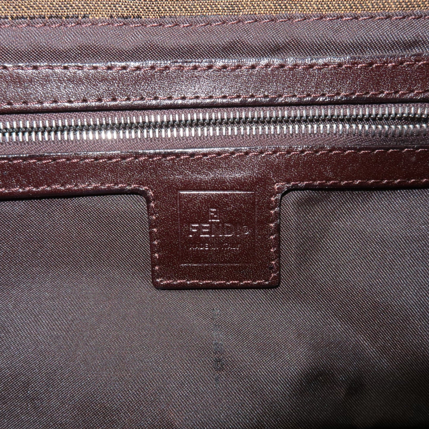 FENDI Mamma Baguette Zucca Canvas Shoulder Bag Brown Black 26424 d