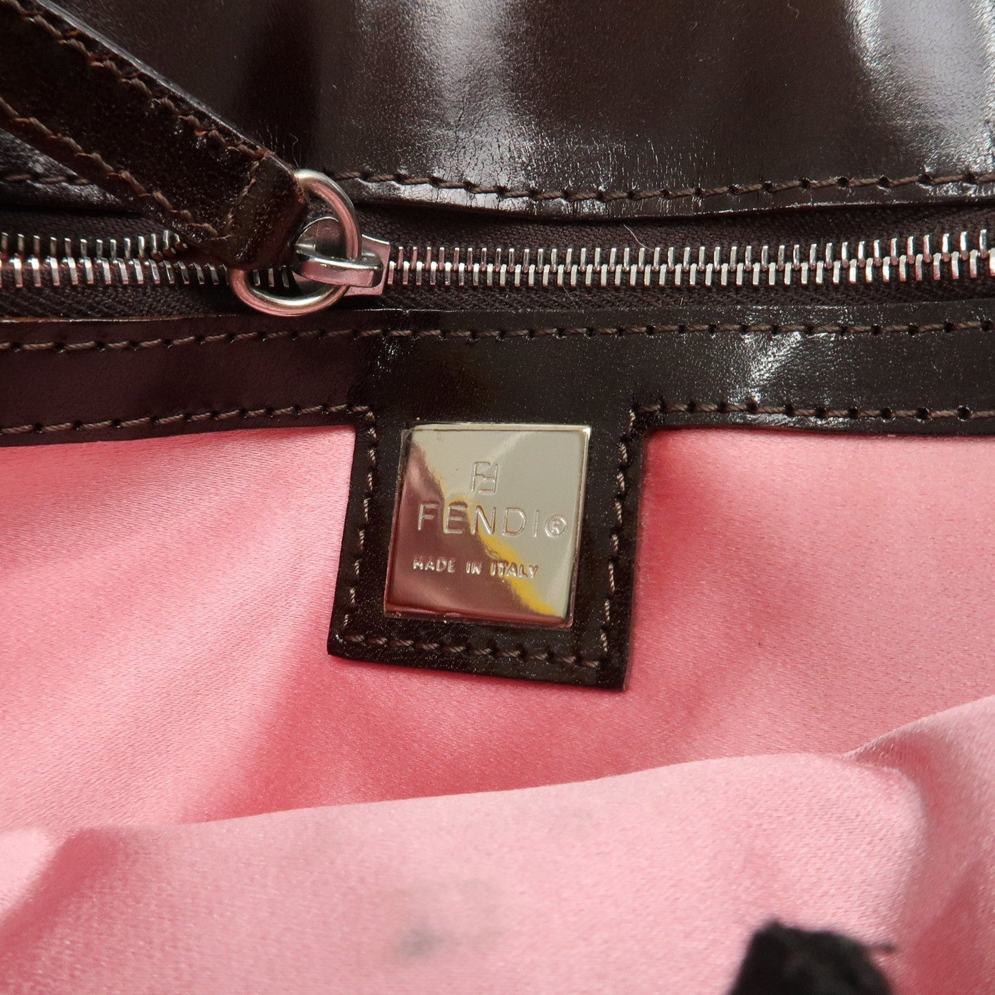 FENDI COW Unborn Calf Leather Shoulder Bag Yellow Brown d
