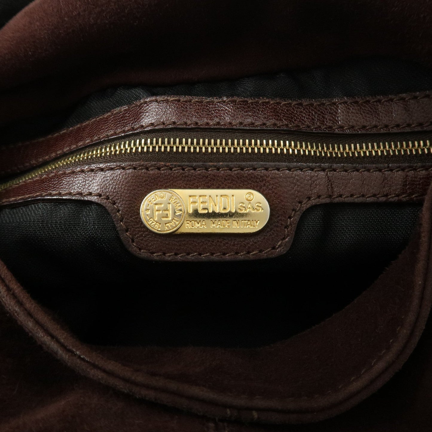 FENDI Suede Leather Shoulder Bag Hand Bag Brown 26426 d