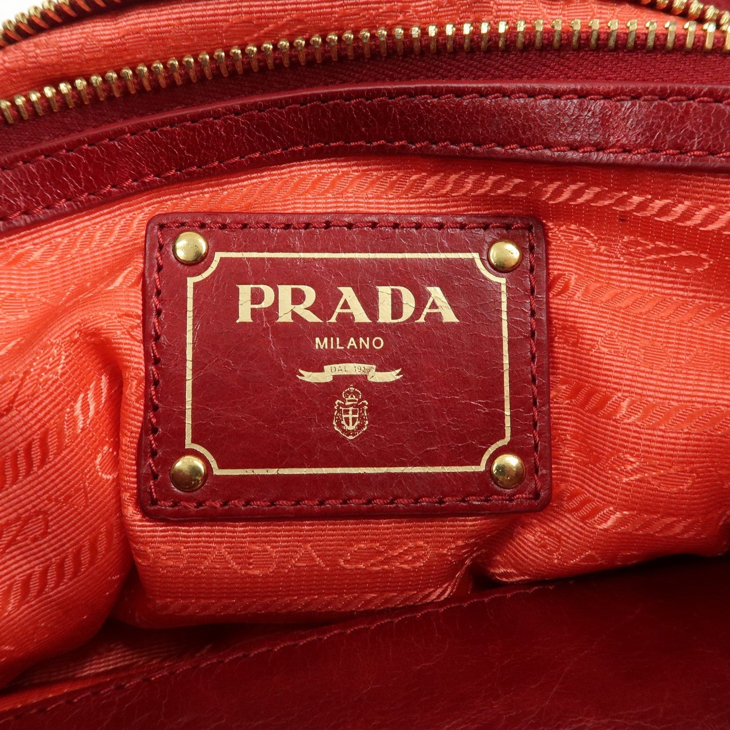 PRADA Logo Leather One Shoulder Bag Red BR4829 d