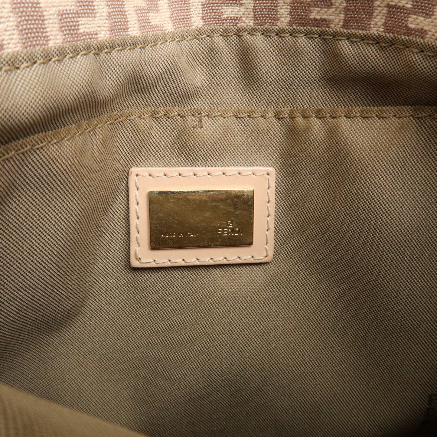 FENDI Zucchino Canvas Leather Shoulder Bag Pink Beige 8BT075 d