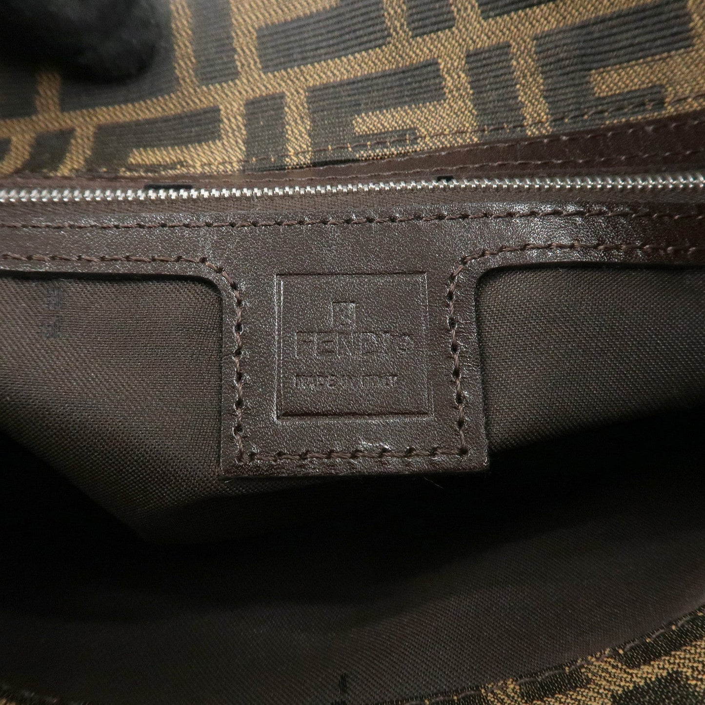 FENDI Zucca Canvas Leather Shoulder Bag Brown Black 9161150001 d