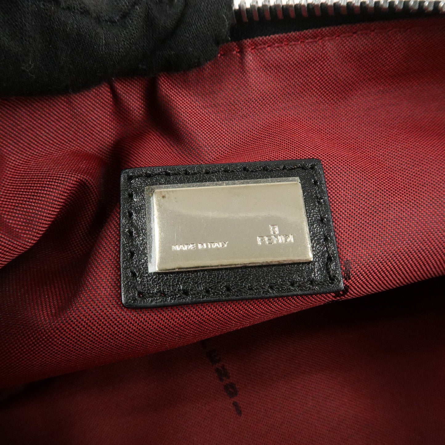 FENDI Zucchino Canvas Leather Accessory Pouch Hand Bag Black Red d