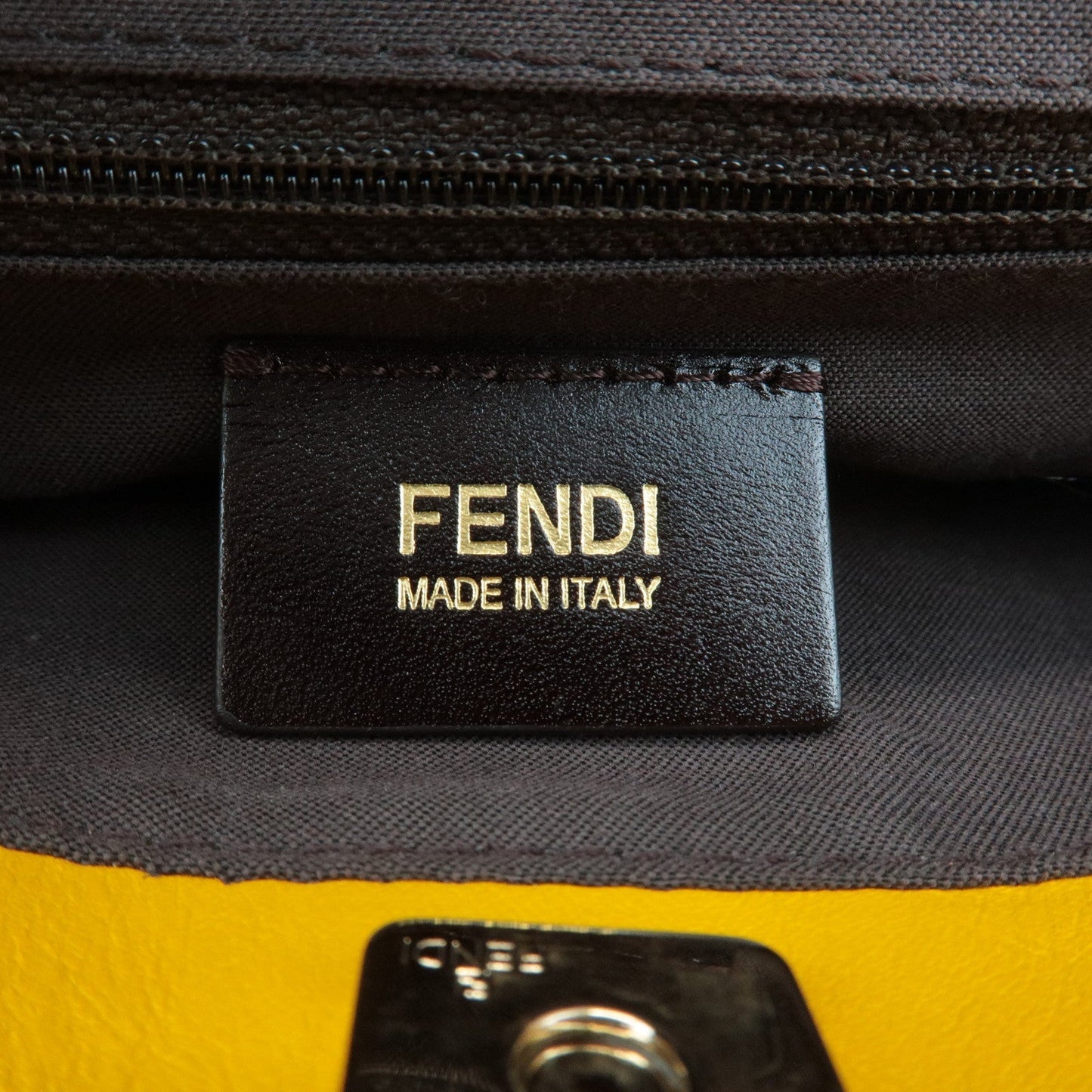 FENDI Zucchino Canvas Leather Shoulder Bag BrownYellow 8BT175 d