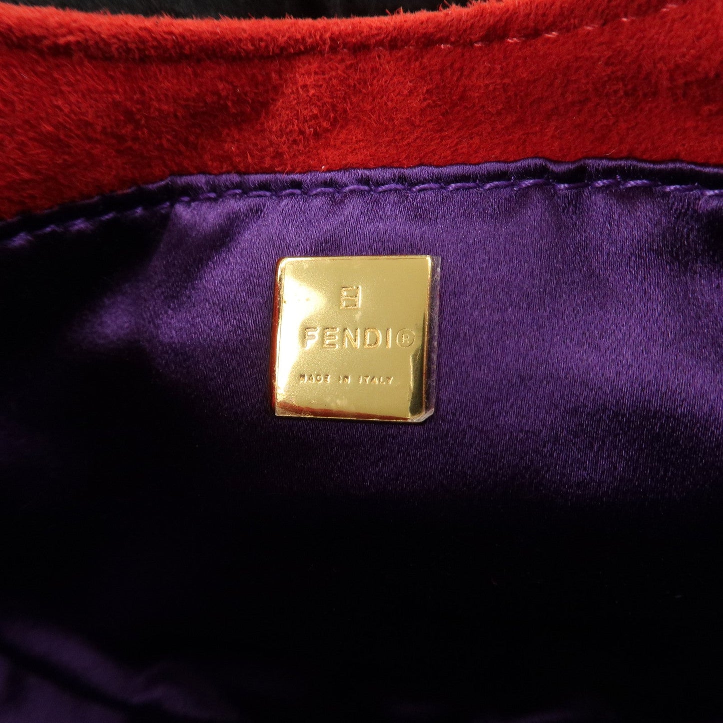 FENDI Suede Leather Mini Croissant Hand Bag Red 26673 d