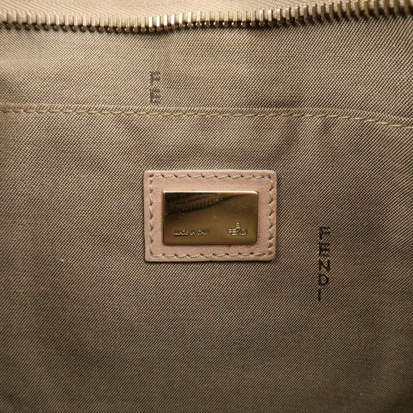 FENDI Logo Canvas Leather Shoulder Bag Beige Pink 8BT084 d