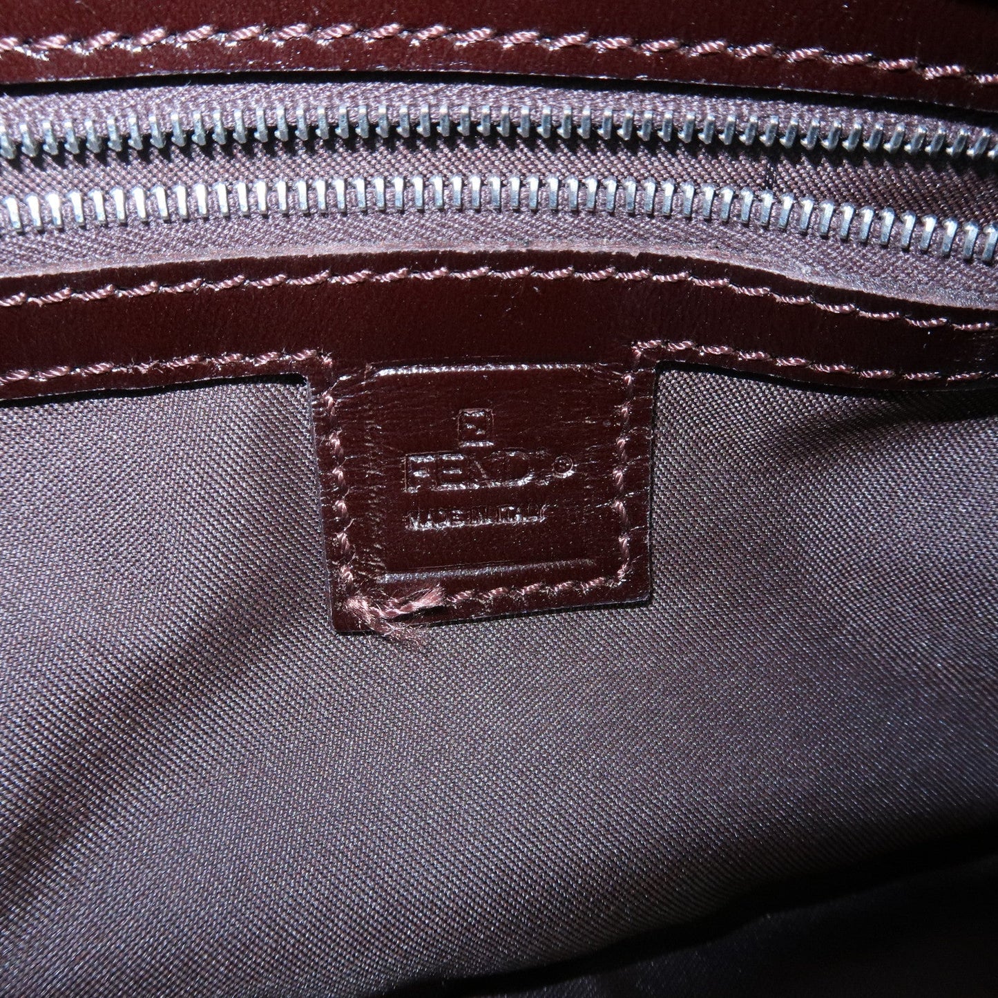 FENDI Mamma Baguette Canvas Shoulder Bag Brown Black 26424 d