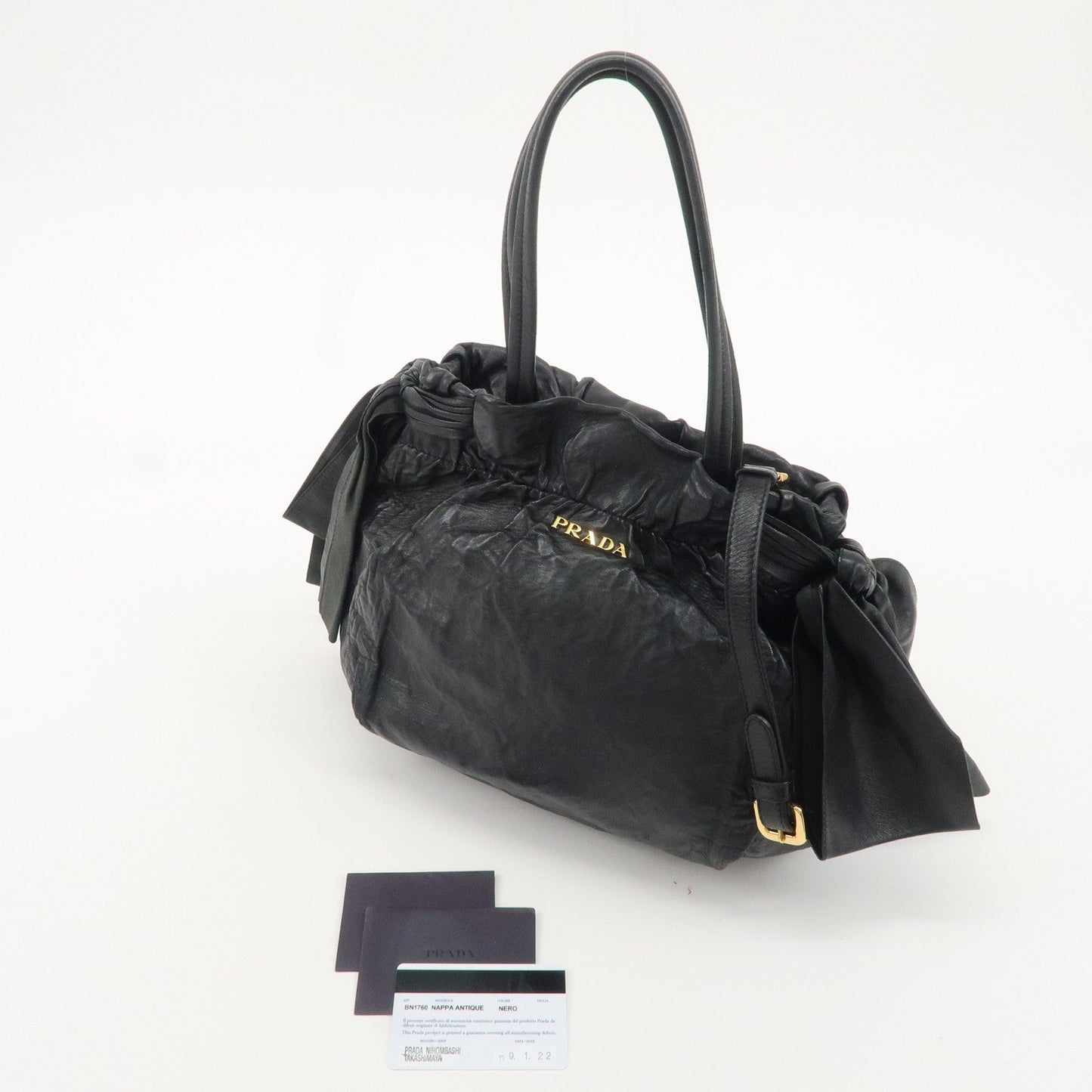 PRADA Leather Ribbon 2Way Bag Hand Bag Shoulder Bag BN1760 d