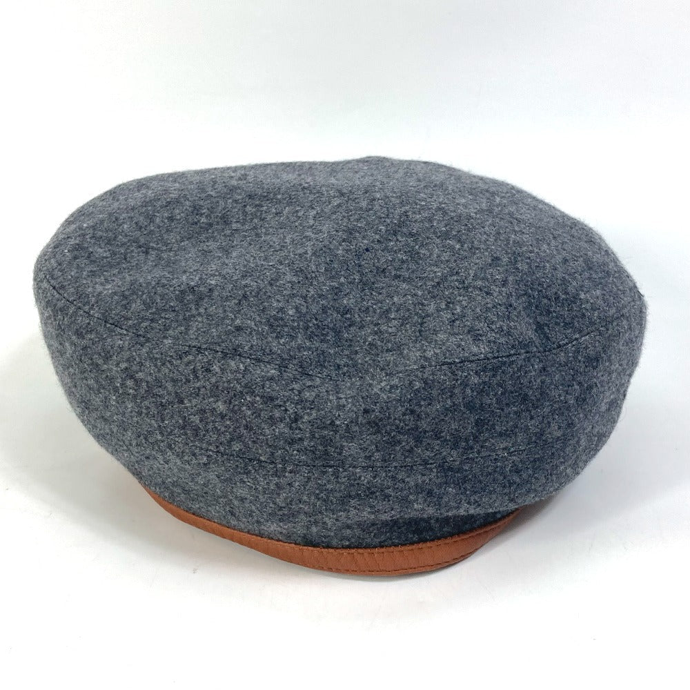 HERMES beret cashmere gray Serie button Women 58 d