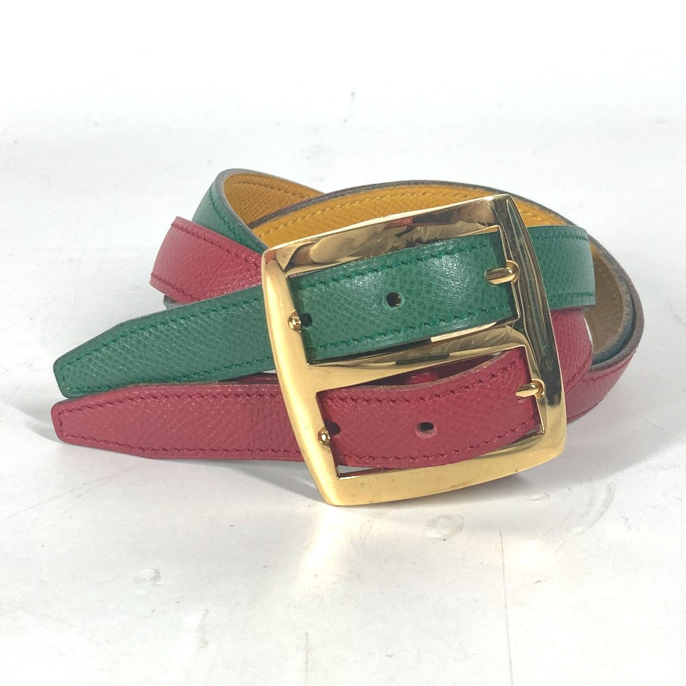 HERMES belt leather Red vintage Double Women 65 d