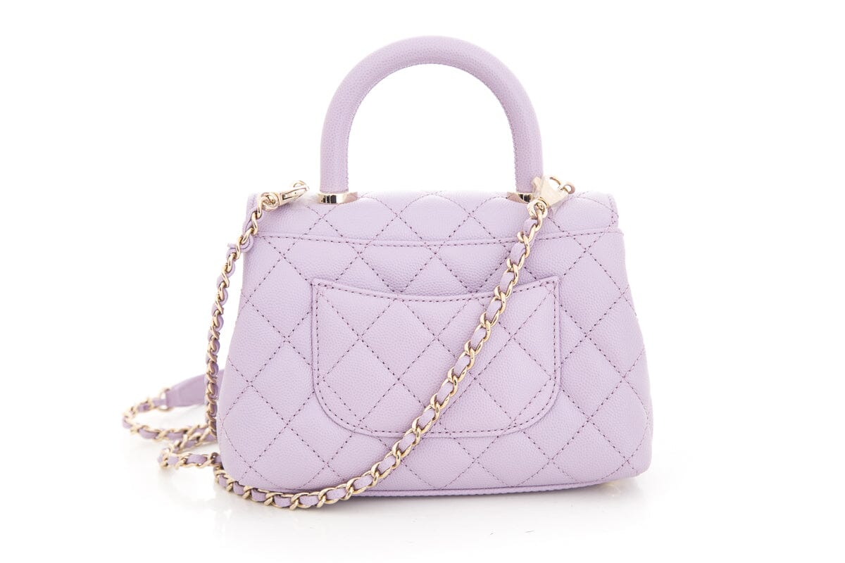 Chanel 2023/24 Purple Caviar Quilted Coco Handle Mini Flap