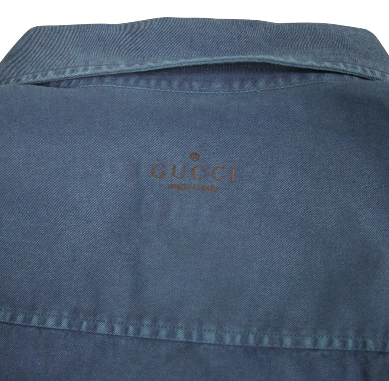 Gucci Men's Skinny Greenish Blue Cotton Dress Shirt