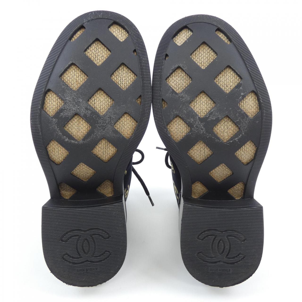 Chanel G39093Y56084 Print Fabric/Lambskin Shearling Lace-up Boots