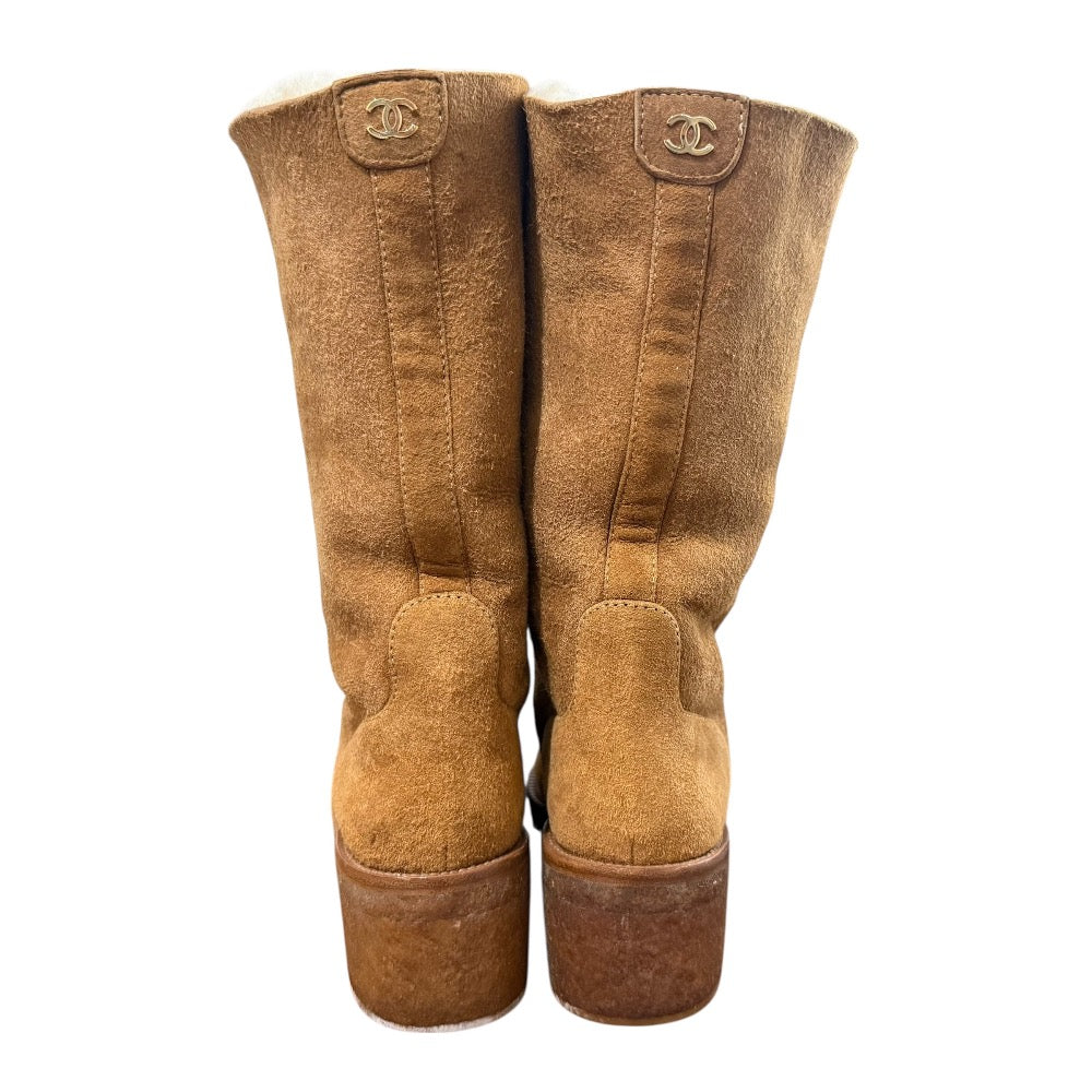 Chanel Coco Mark Shearling Short Boots