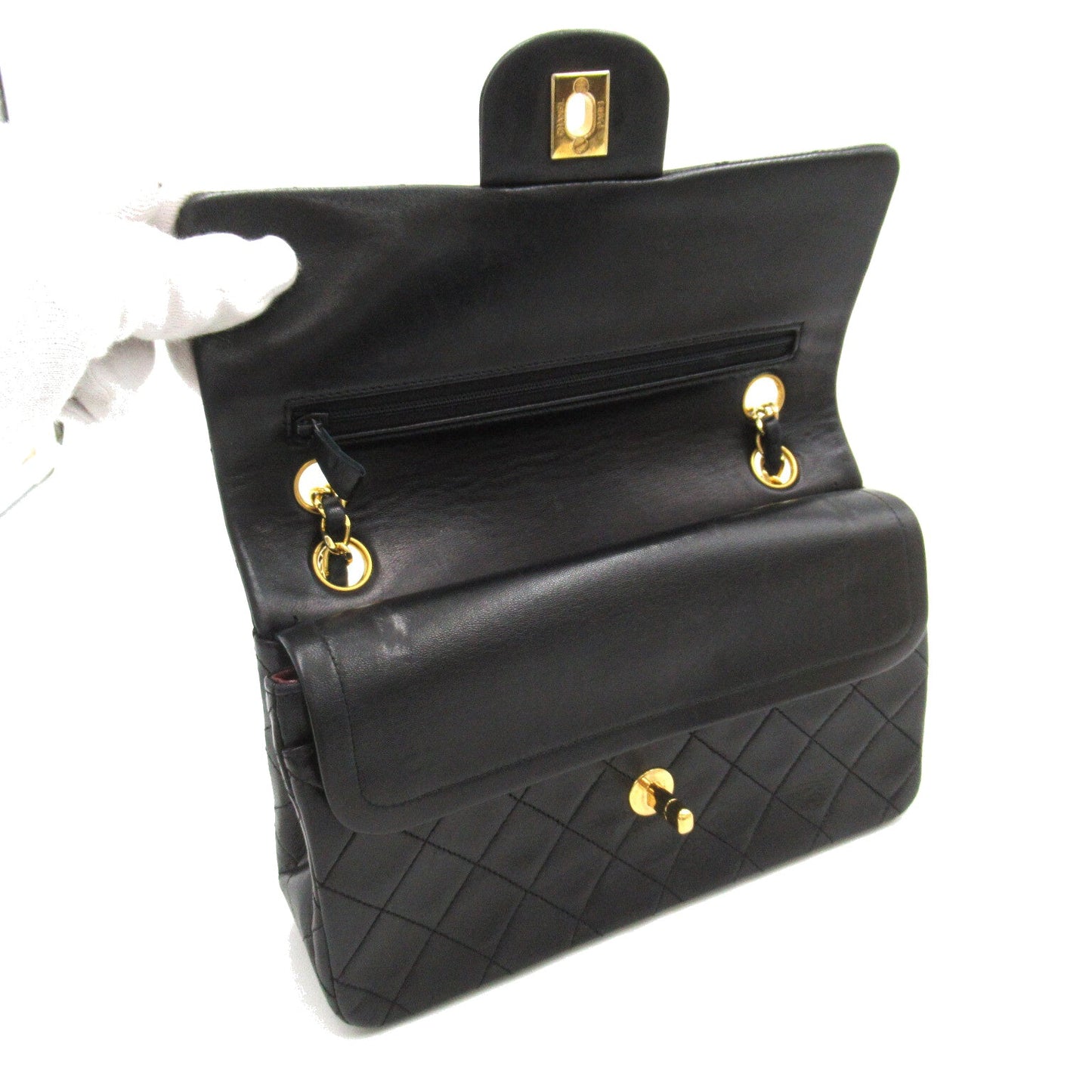 Chanel Double Flag Chain Shoulder Shoulder Bag Black Ladies Double Flag Chain Shoulder Ladies Black Ladies Double Flag Chain Shoulder