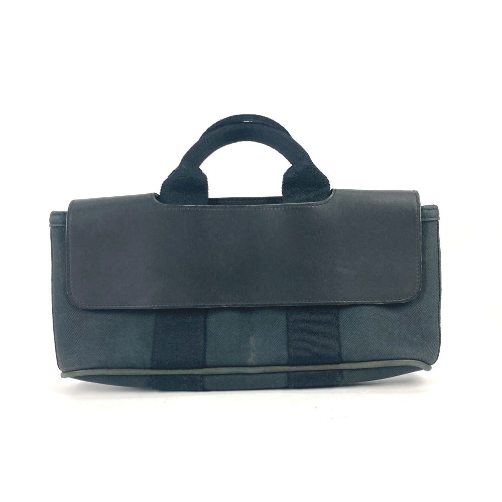 HERMES Tote Bag Canvas, Leather black handbag bag Valparaiso PM Long Women d