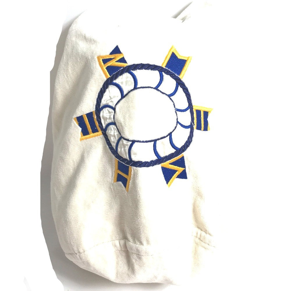 HERMES Shoulder Bag cotton white Marine Pattern purse Women d