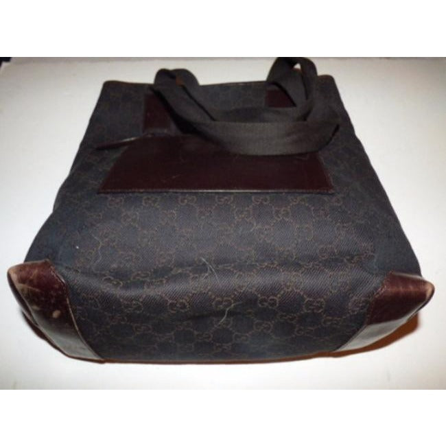 Gucci Brown Large G Logo Print Canvas And Leather Tote