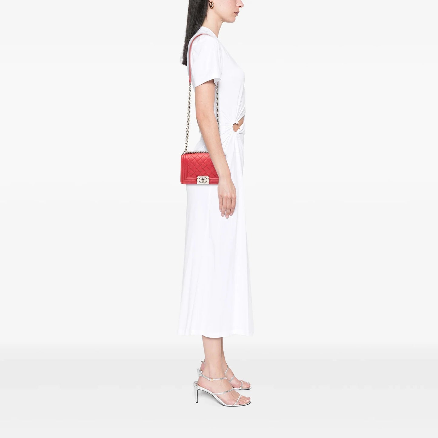 Red Chanel Small Quilted Caviar Boy Flap Crossbody Bag