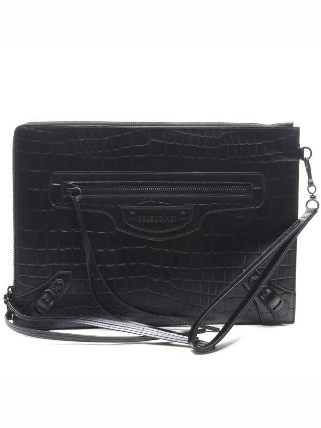 Luxury Balenciaga Trending 2025 Crocodile Strap Clutch Bag Black