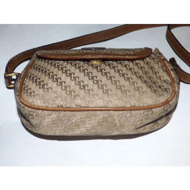 Gucci Dark Khaki Square G Logo Print Canvas And Camel Leather