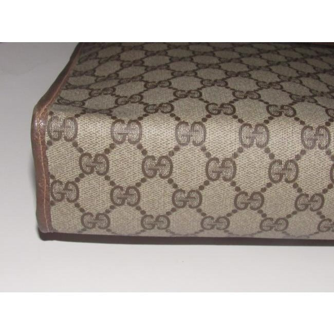 Gucci Brown Large G Logo Print Coated Canvas And Brown Leather Tote