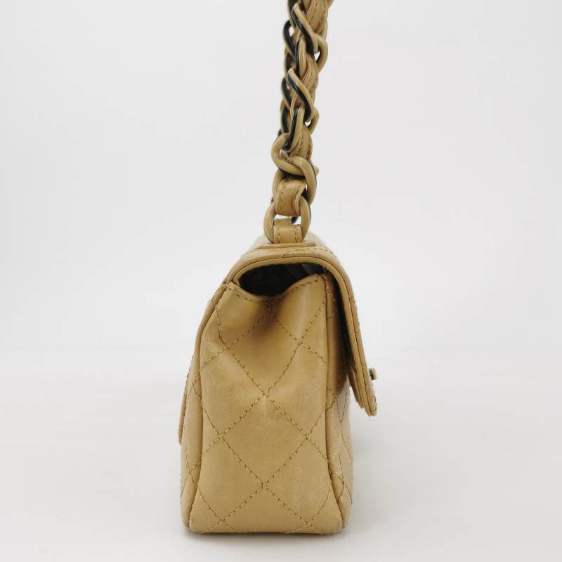 Chanel Classic Flap Mini Beige Calfskin Bi-color Acrylic Strap Crossbody Bag, 2000-2002