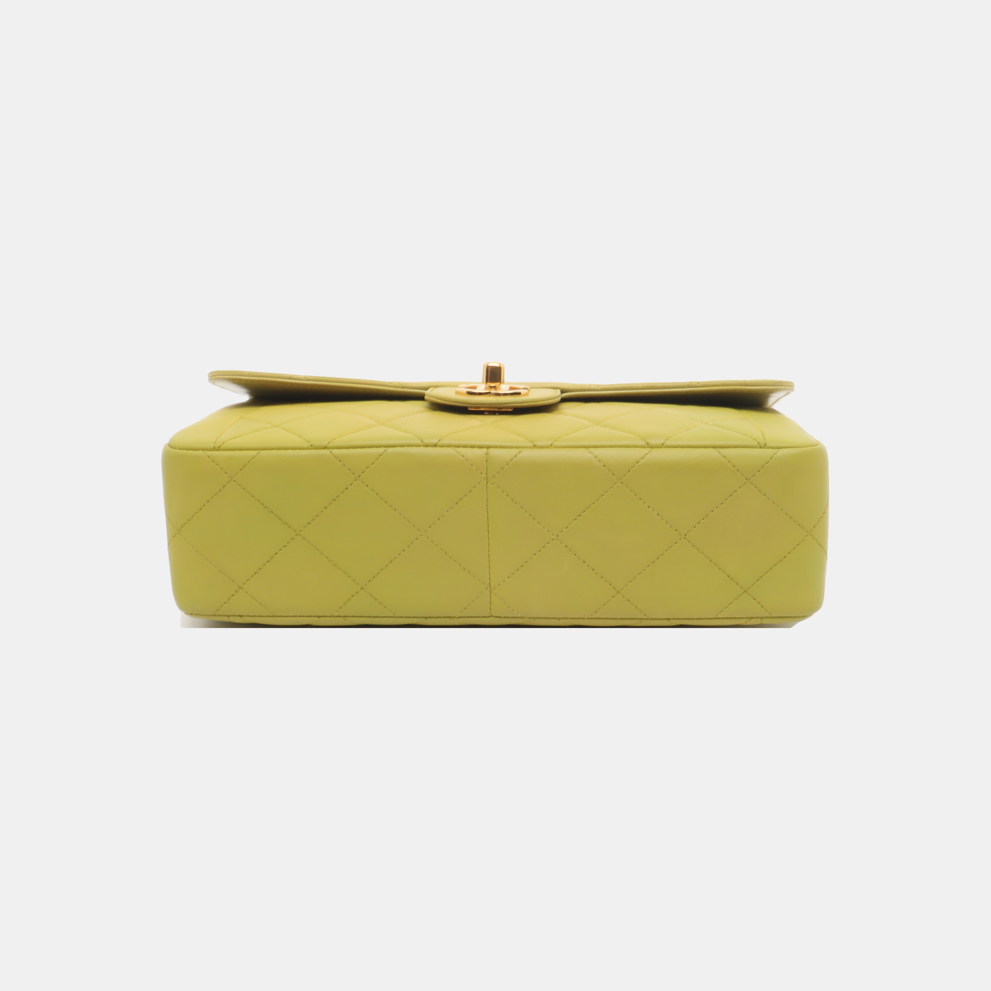 Chanel Classic Flap Light Yellow Green Lambskin Leather with 24k Gold Hardware 1996-97