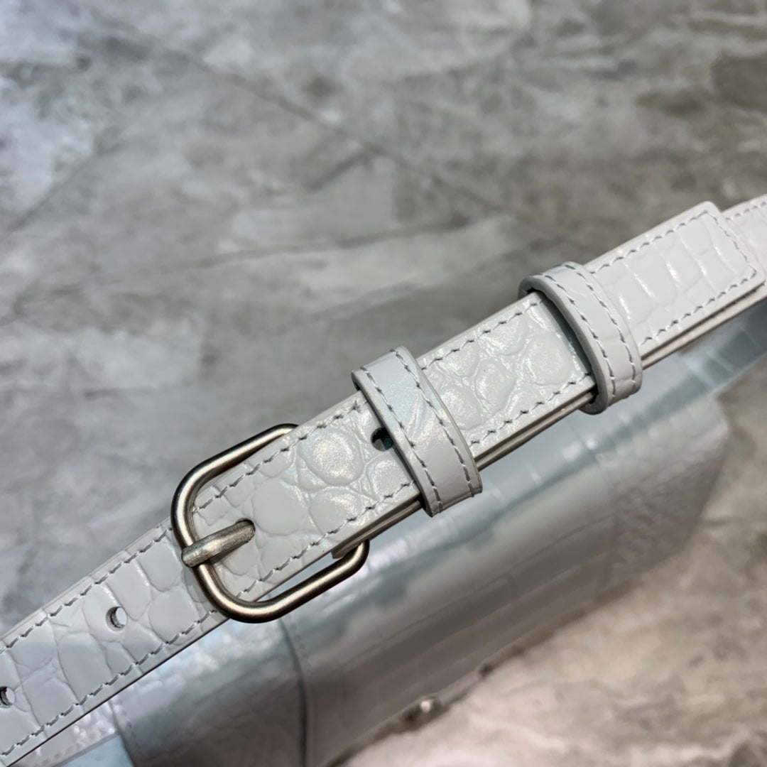 Top Quality Hourglass Handbag In White, For Women, Bags 9.8in/25cm