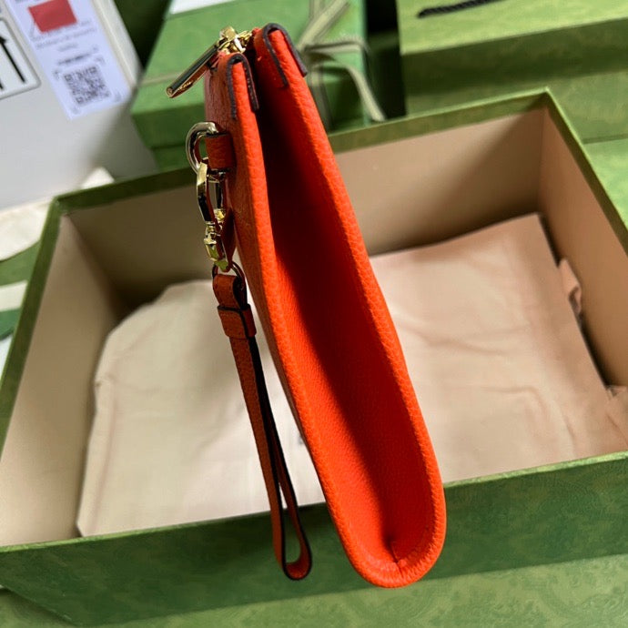 gg Clutch With gg Logo Orange For Men 12in/31cm gg