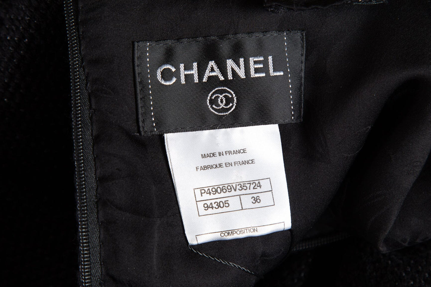 Chanel 2024/25 Black Glitter Tweed Mini Dress SZ 36