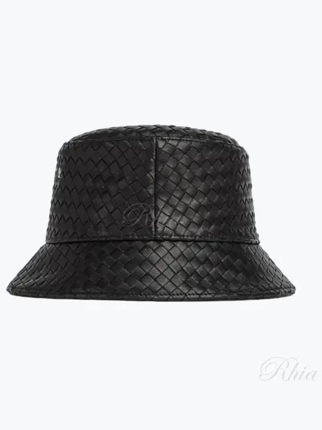 Luxury Bottega Veneta Intrecciato Leather Bucket Hat Black