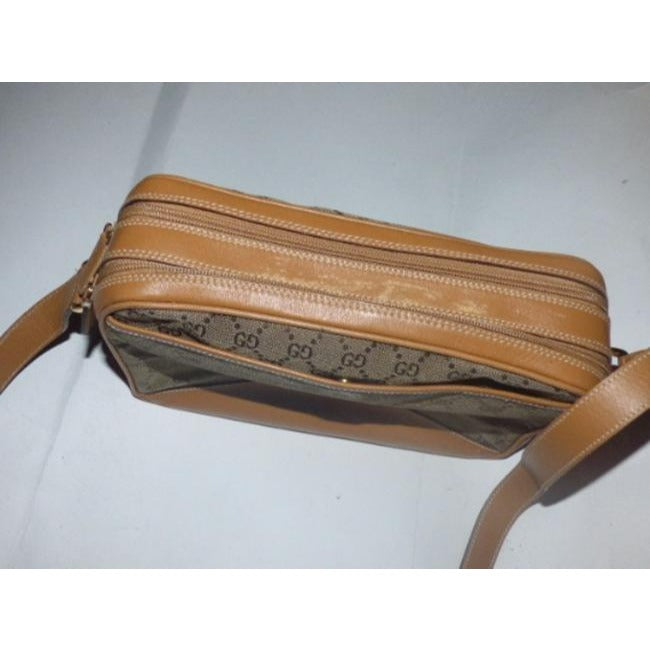 Gucci Supreme Shoulder W Guccissima Print Style Pockets Brown And Gg Leather Bag