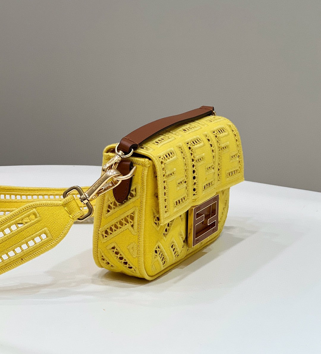 Top QualityTop Quality Baguette Yellow with Embroidery Small Bag For Woman 21cm/8in